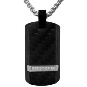 Stainless Steel Carbon Fiber Dog Tag with Cz