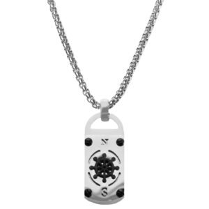Stainless Steel Pendant w/ Black Rudder Design