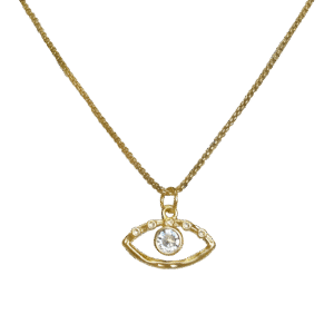 Stainless Steel Gold Chain with cz Evil Eye Pendant
