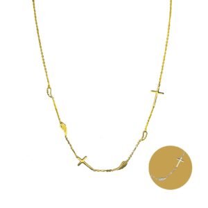 Stainless Steel Chain with Cross and Wings