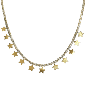 Stainless Steel Tennis Chain with Stars Charms