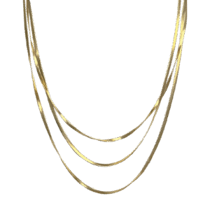 Stainless Steel Gold pvd Flat Snake Layered Necklace