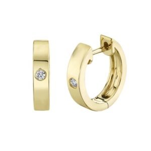 Stainless Steel Gold-Toned Huggie Earrings with a CZ Accent