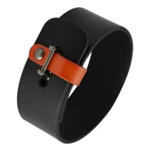 Black Leather Bracelet with Leather Clasp
