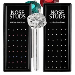 Sterling Silver Prong Set Nose Studs  (40 Piece Box)