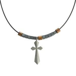 Black Cord Necklace with Stainless Steel Cross