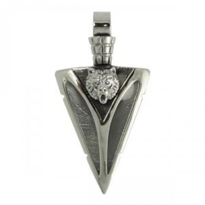 Stainless Steel Arrow Head with Bear Face Pendant