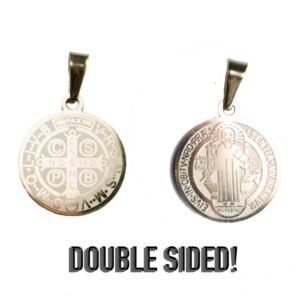 Stainless Steel Gold Colored Double-Sided Saint Benedict Pendant