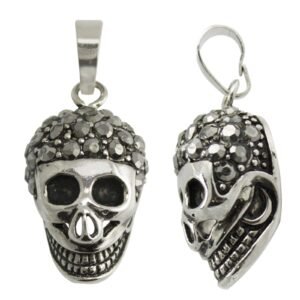 Stainless Steel CZ Skull Pendant