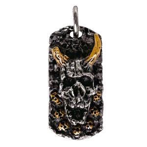 Stainless Steel Dog Tag Pendant with Evil Skull