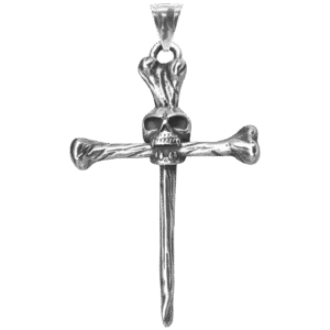 Stainless Steel Cross Pendant with Skull and Bones
