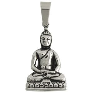 Sitting Buddha Pendant in Stainless Steel