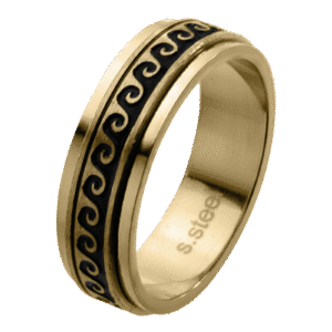 Stainless Steel Gold Pvd Spinner Waves Ring