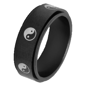 Black Stainless Steel Yin Yang Spinner Ring