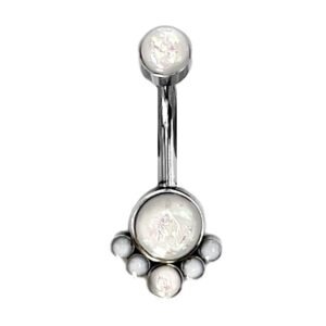 Surgical Steel Internally Threaded Glitter  Belly Ring