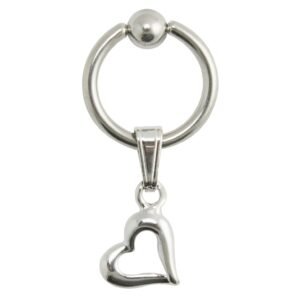 Surgical Steel Dangle Heart Captive Ring