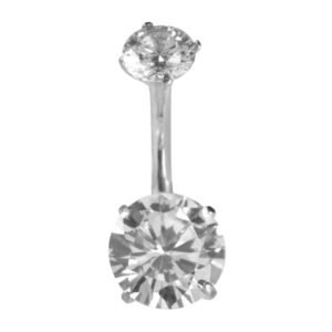 Surgical Steel CZ Belly Ring - Steel/Clear