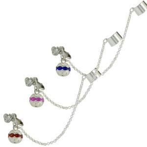 Surgical Steel Ear Chain Cuff Dangle Ball Gem