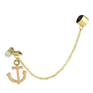 Surgical Steel Gold PVD Ear Cuff Chain with Anchor