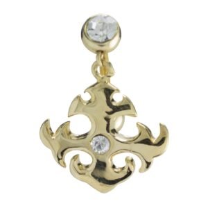 Surgical Steel Gold PVD Reversed Jeweled curving design belly ring