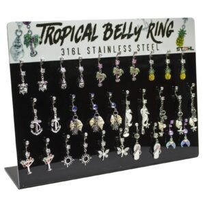 Surgical Steel Tropical Belly Ring Display