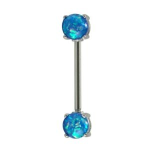 Surgical Steel Faux Blue Opal Nipple Bar