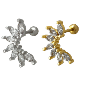 Stainless Steel Gold PVD CZ Owl Tragus