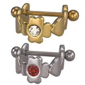 Stainless Steel Floral Tragus CZ