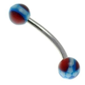 Stainless Steel Curved Barbell for Eyebrow with Confederate Rebel Flag Design