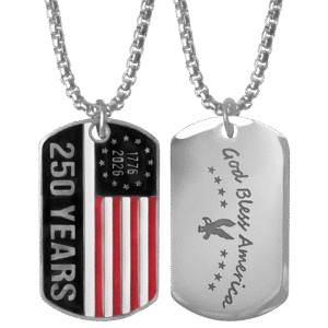 Stainless Steel American Flag of 250 Years Dog Tag Pendant