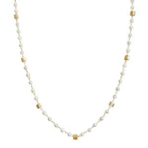 Stainless Steel Gold Pvd Chain Necklace w/ Pearls