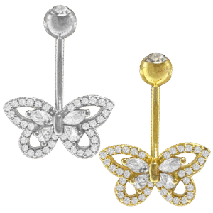 Surgical Steel CZ Butterfly Belly Ring