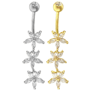 Surgical Steel Dangling Flowers Belly Ring