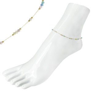 Gold Stainless Steel Multi-Color Stones Anklet