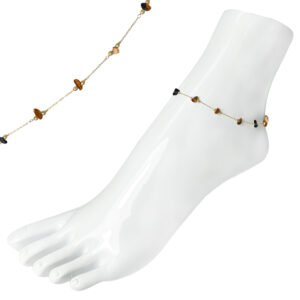 Gold Stainless Steel Tiger Eye Anklet