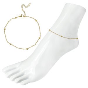 Gold Stainless Steel Ball & Link Chain Anklet