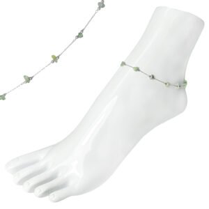 Stainless Steel Light Green Natural Stones Anklet