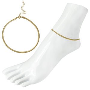 Gold Stainless Steel Rough Edge Cuban Chain Anklet