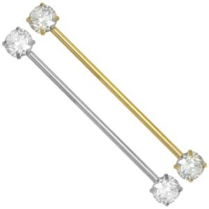 Surgical Steel Rounded cz Industrial Barbell
