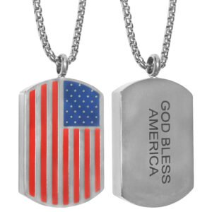 Thick Stainless Steel American Flag Dog Tag