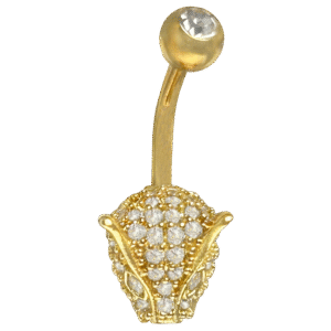 Gold Surgical Steel Cheetah Head Belly Ring