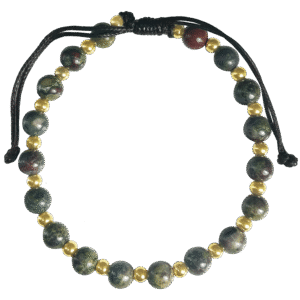 Natural Stone Jasper Dragon Blood & Gold Beads Bracelet