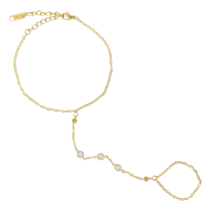Cleopatra Gold Stainless Steel CZ Hand Chain