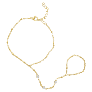 Cleopatra Gold Stainless Steel CZ Hand Chain