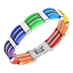 Stainless Steel Rainbow Pride Bracelet