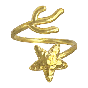Adjustable Stainless Steel Starfish & Coral Ring