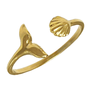 Adjustable Stainless Steel Whale tail & Shell Ring
