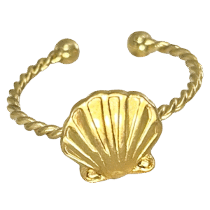 Adjustable Stainless Steel Seashell w/ Thin Twisted Ring