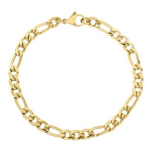 Stainless Steel Gold PVD Figaro Chain Bracelet