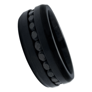 Black Cubic Zirconia Stainless Steel Band Ring
